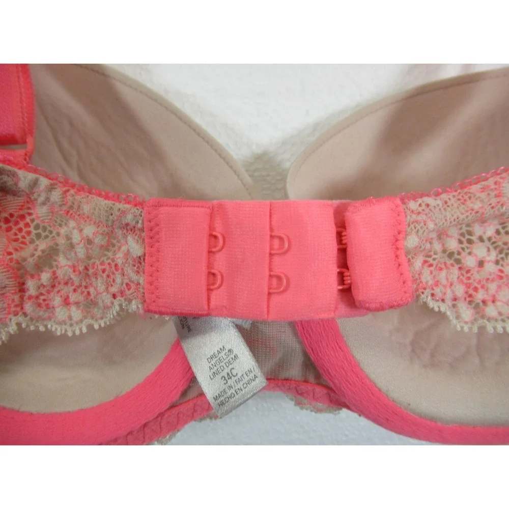 Victoria's Secret Dream Angels Lined Demi Bra 34C Neon Underwire Lace